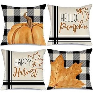 Fall Pillow Covers 18x18 Set of 4 for Fall Decor